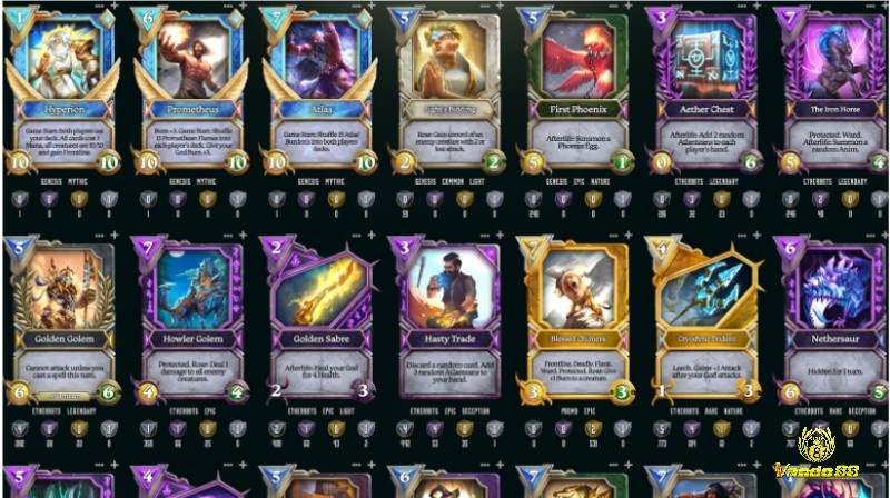 Có rất nhiều loại thẻ bài khác nhau trong game Gods Unchained, người chơi cần linh hoạt dùng chiến thuật để giành chiến thắng