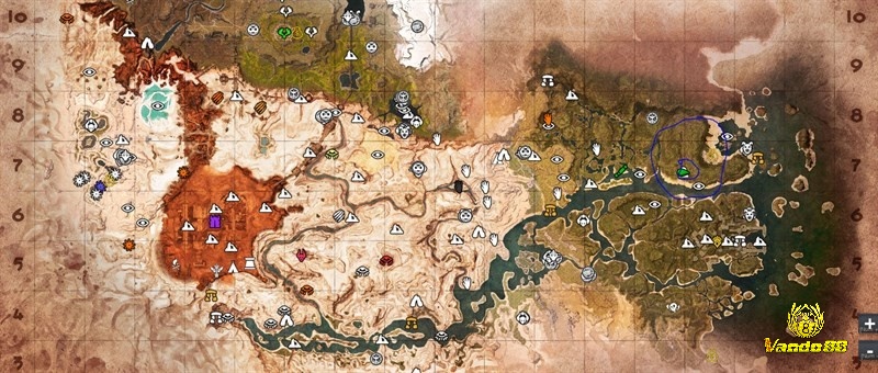Bản đồ Conan Exiles rộng lớn và đa dạng với nhiều khu vực khác nhau
