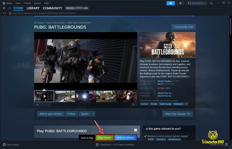 Mua và tải PUBG PC qua nền tảng Steam nhanh chóng.